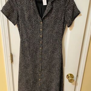 Everly Button Front Shirt Dress Size S 🖤 Black & White Print Collared